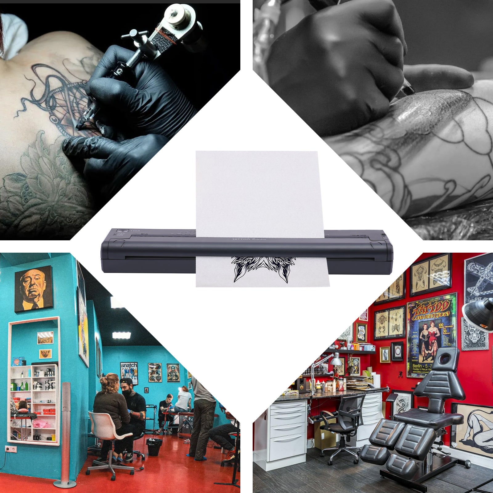 Thermal Printer Mini Portable Tattoo Transfer Macchina per documenti, USB, colore nero, per auto, ufficio, casa