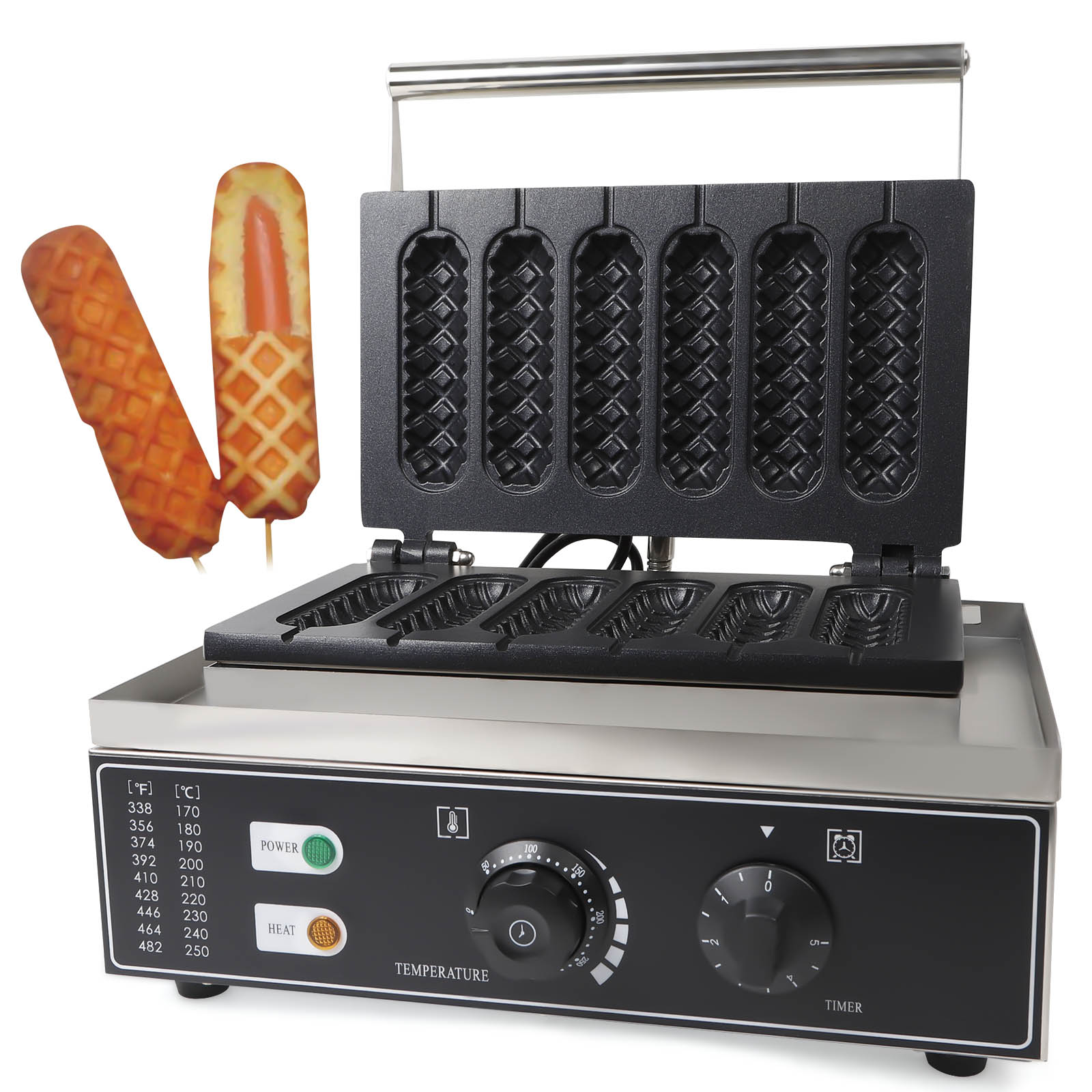 Fornello antiaderente commerciale da 6 pezzi, macchina per hot dog