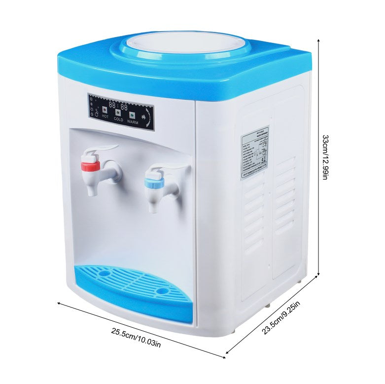 Distributore d'acqua da 5-18 litri bianco + blu, macchina elettrica per acqua potabile raffreddata ad acqua calda e fredda.