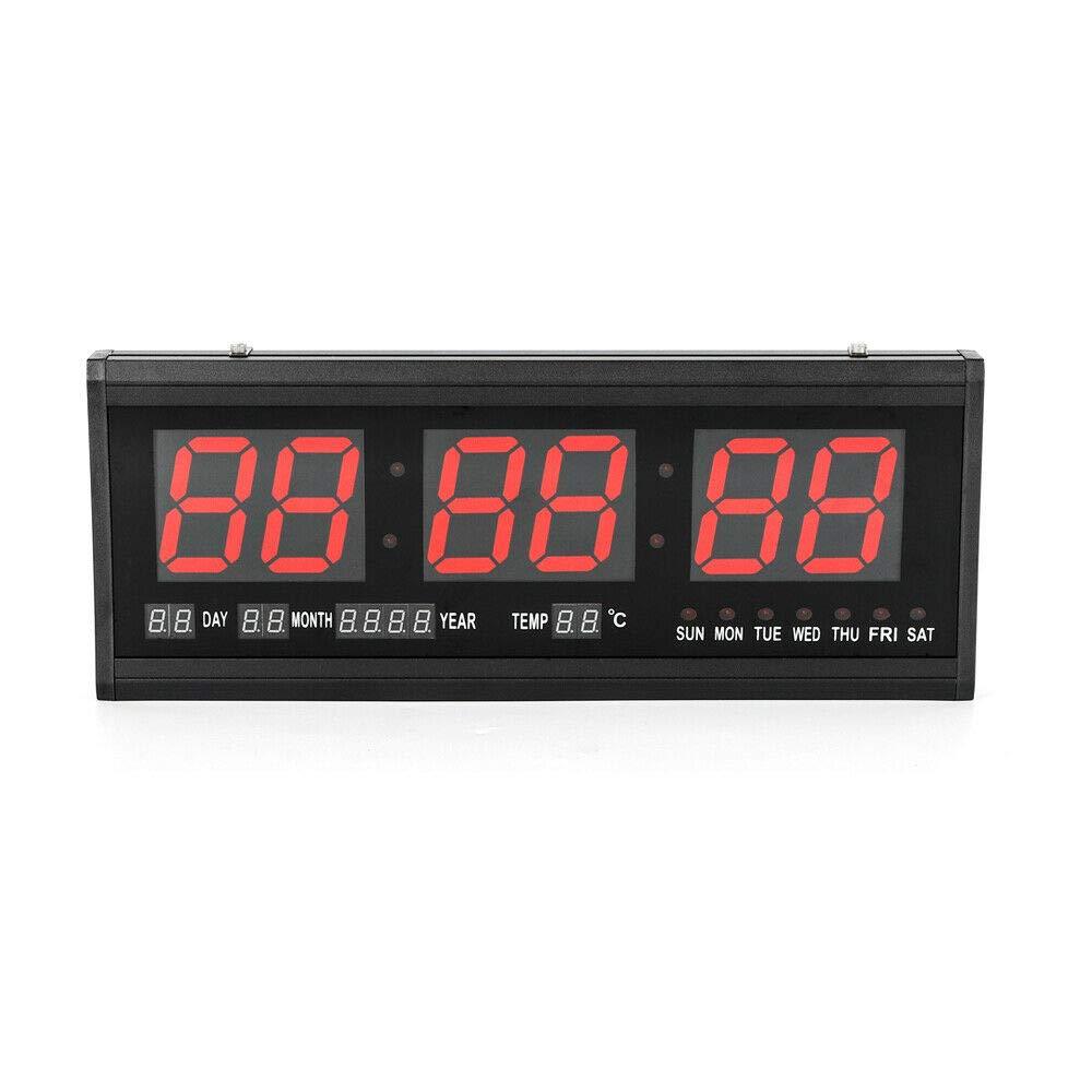 LED 3" orologio da parete, orologio digitale con calendario, data, temperatura, display 24 ore