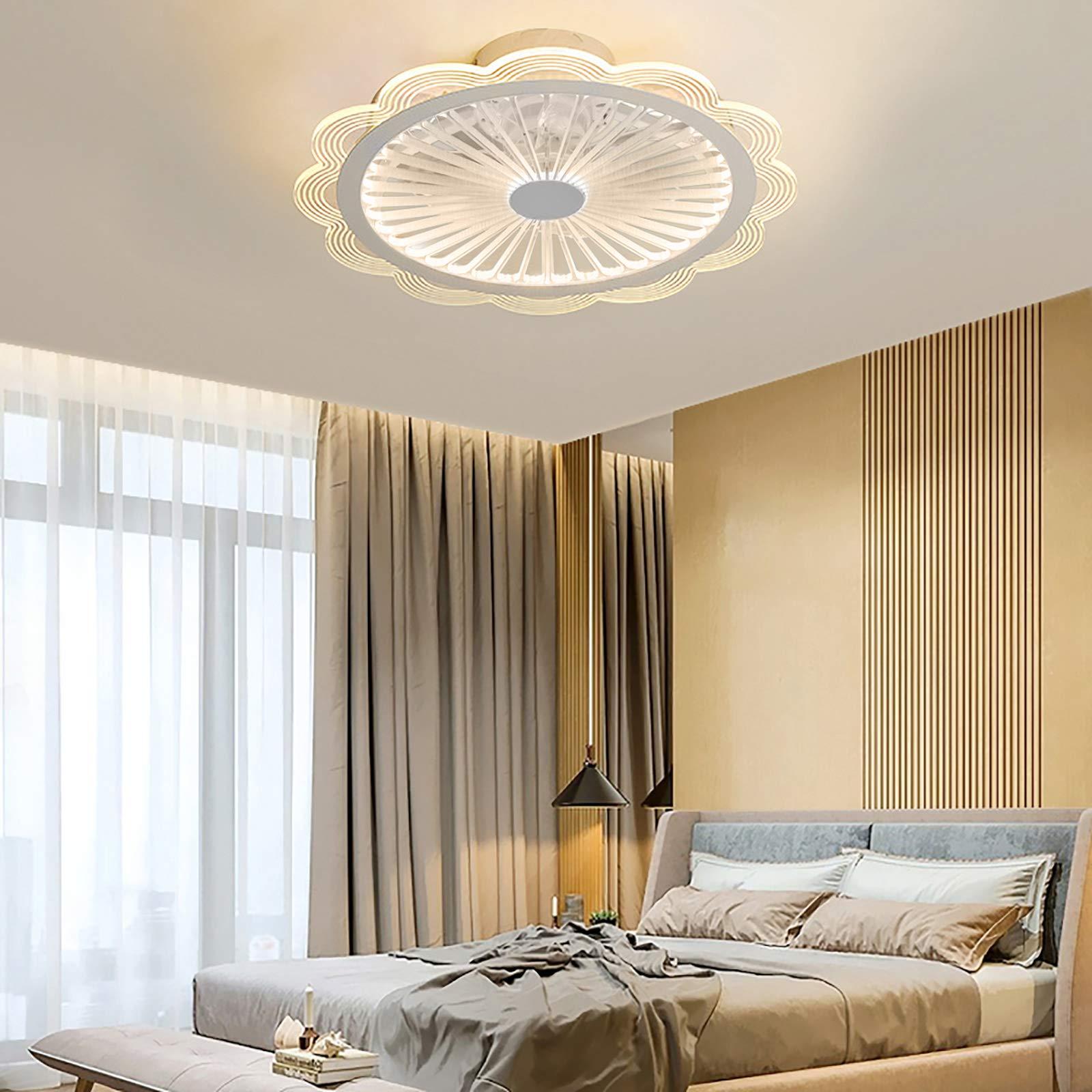 Ventilatore da soffitto con illuminazione e telecomando, design moderno, a LED, dimmerabile, velocità del vento, timer per camera da letto, soggiorno
