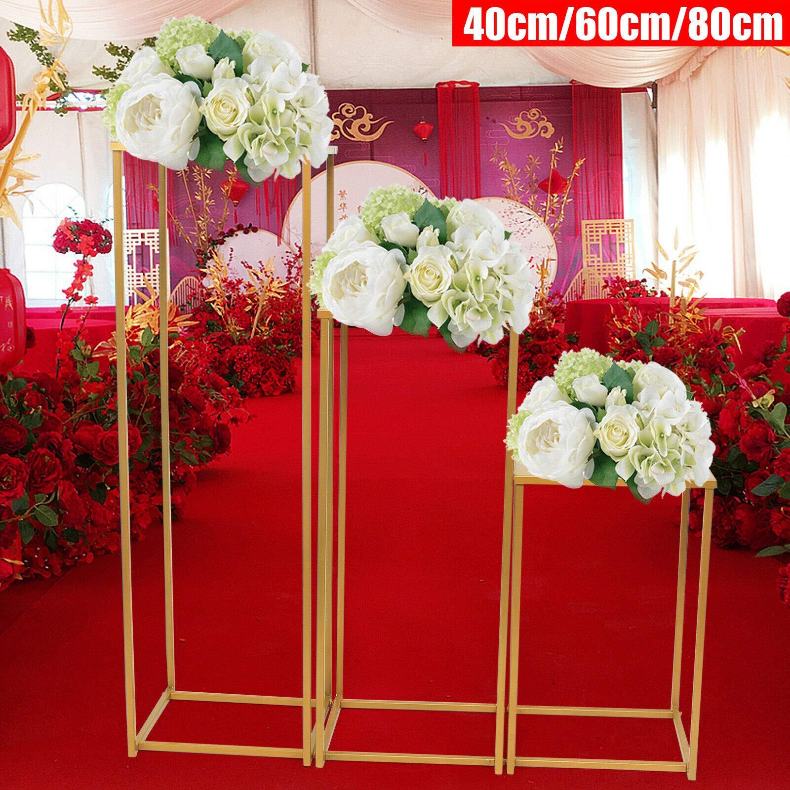 3 supporti per fiori in metallo, 40/60/80 cm, decorazione geometrica, supporto in ferro, supporto rettangolare per fiori di nozze, decorazione Prop