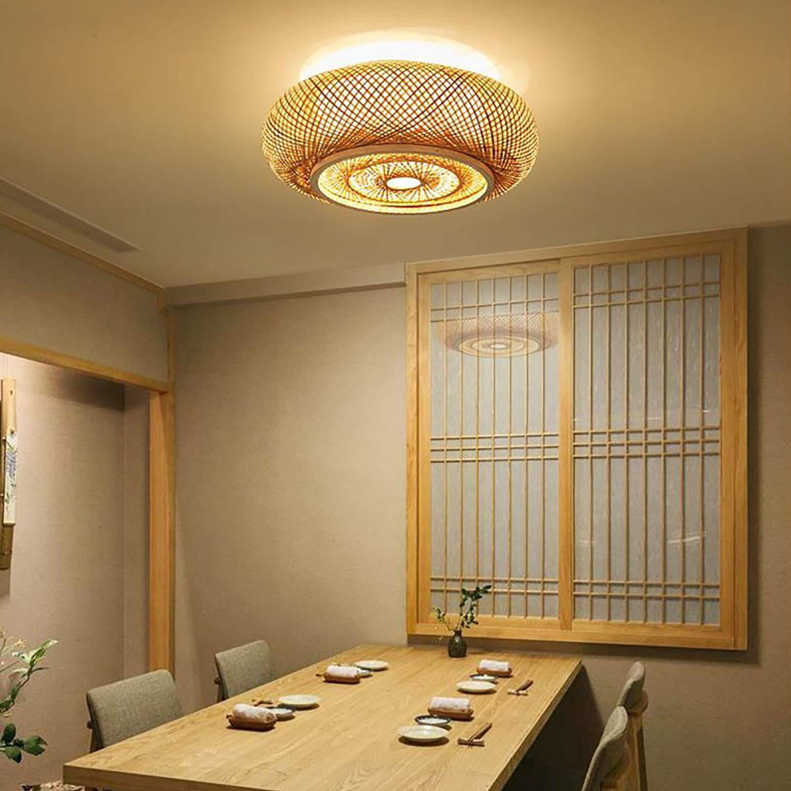 Plafoniera, lanterna di vimini di bambù, lampadario, stile vintage