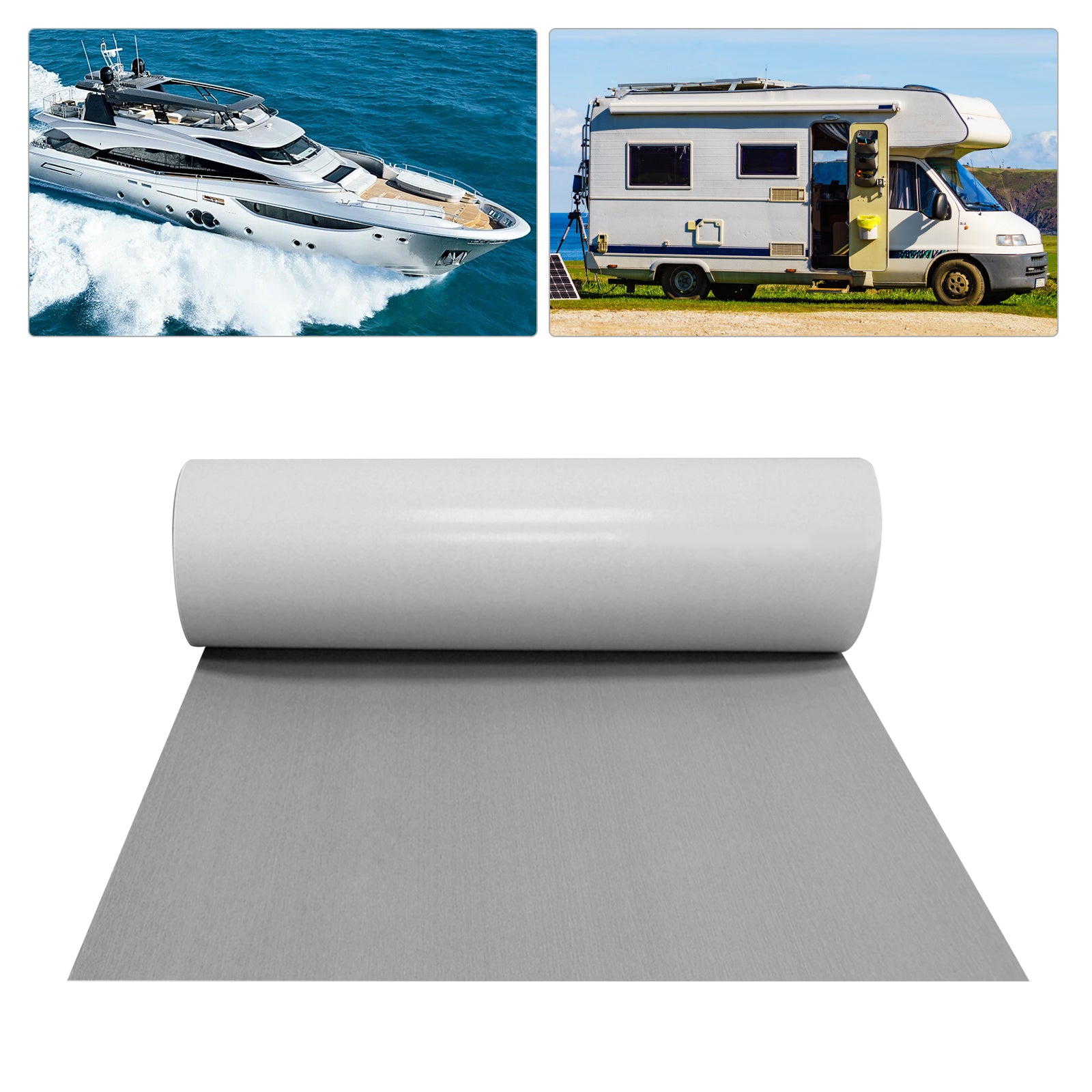240 x 90 x 0.6cm tappeto antiscivolo in schiuma Eva per Barche e Kayak, RV, Decorazioni per Yacht (Grigio)