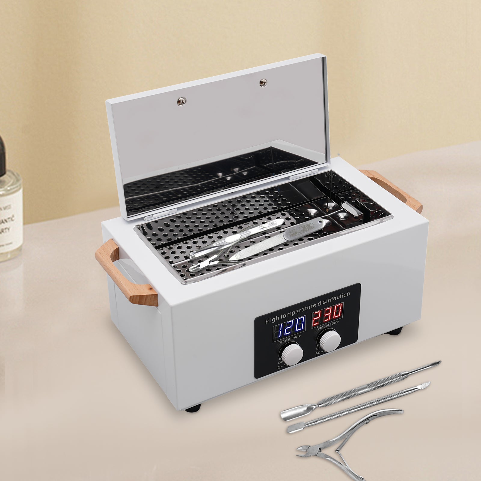 300 W Sterilizzatore per unghie ad alta temperatura,220 ℃,utensili per unghie,sterilizzatore ad aria calda,0 ~ 120 min