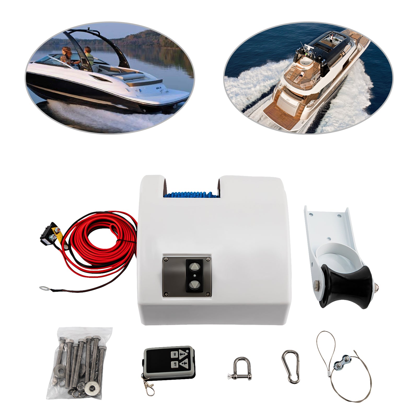 Verricello elettrico per barche 12V con acqua salata telecomandata senza fili 25 libbre
