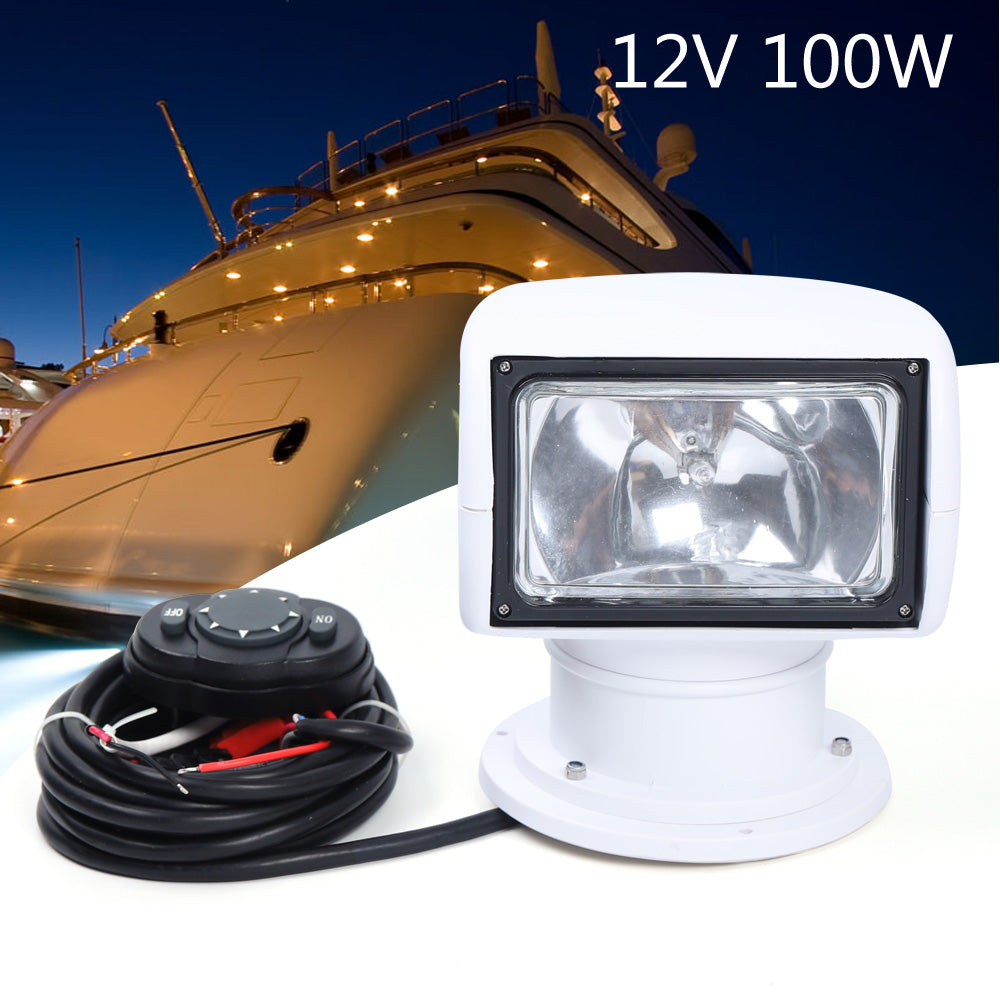 Faro marino, faro di ricerca ruotabile a 360°, telecomando, multi-angolo e illuminazione a distanza (bianco)