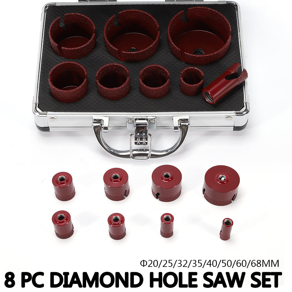 CNCEST Set di seghe a tazza diamantate da 6/8 pezzi, Rosso/Giallo trapano per piastrelle di granito M14, 20/25/32/35/40/50/60/68mm