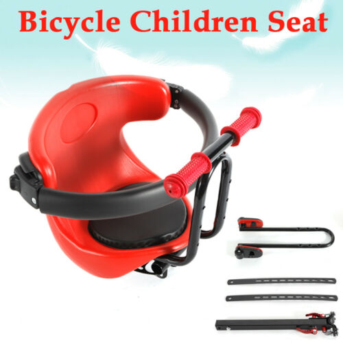 Sedile anteriore della bicicletta per bambini, sicuro e stabile, con poggiapiedi.