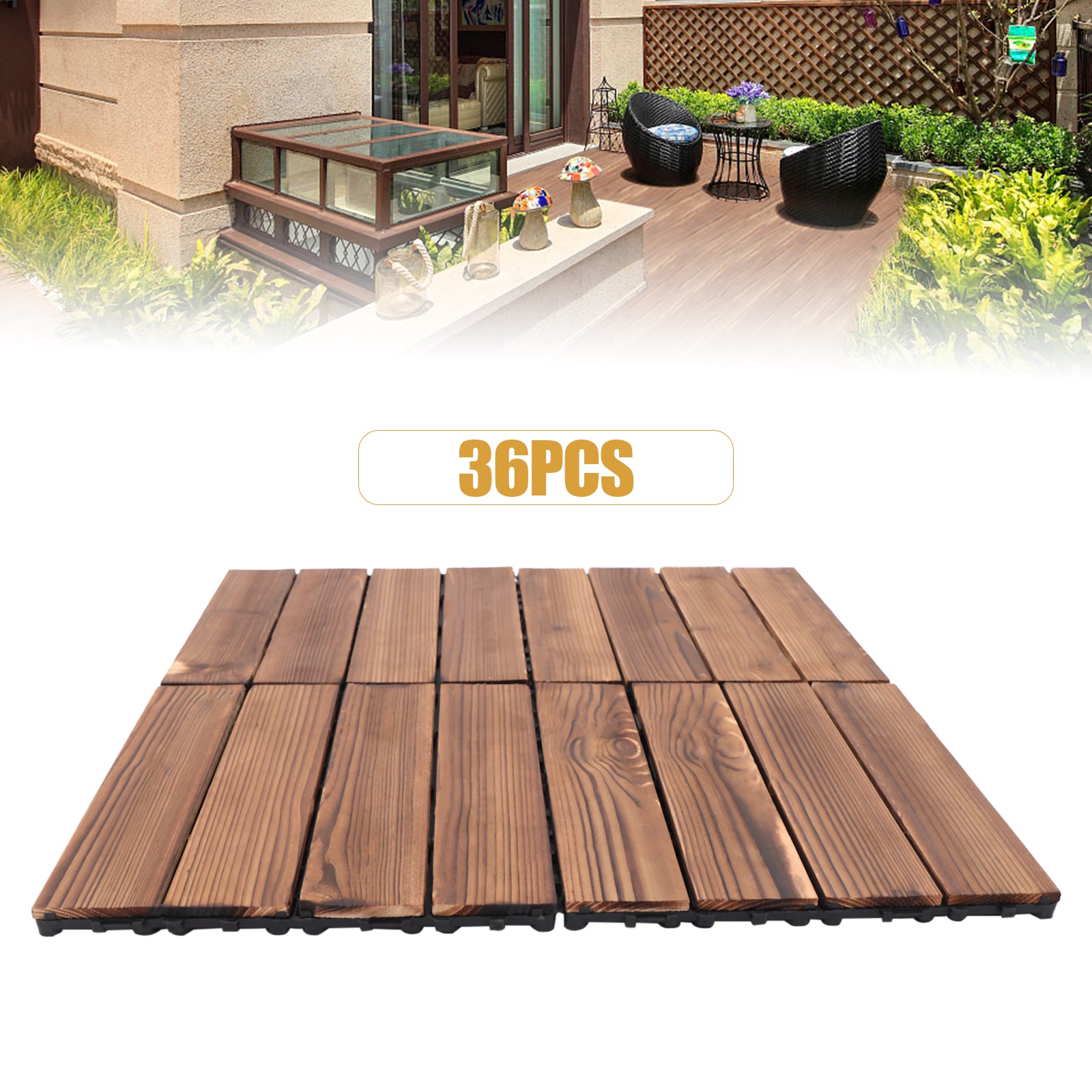 36 pezzi di piastrelle per patio in legno duro ad incastro piastrelle per pavimento piastrelle per patio