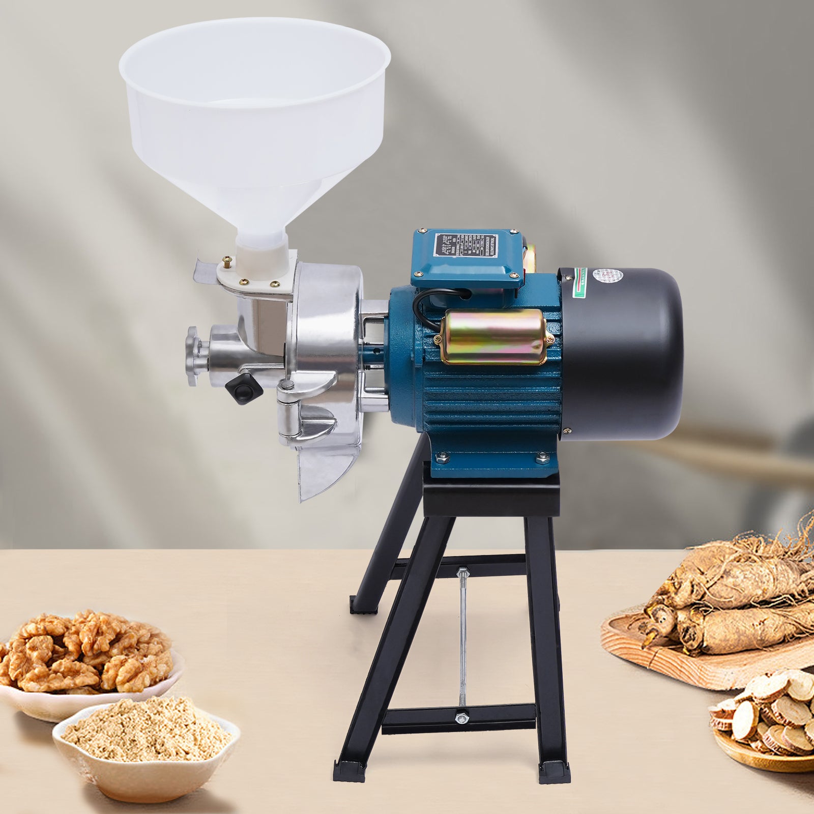 2200W macinino Elettrico, per cereal a secco e bagnato dry flour mill cereals grinder, con imbuto per gran, per grano, riso, mais, sorgo, soia.