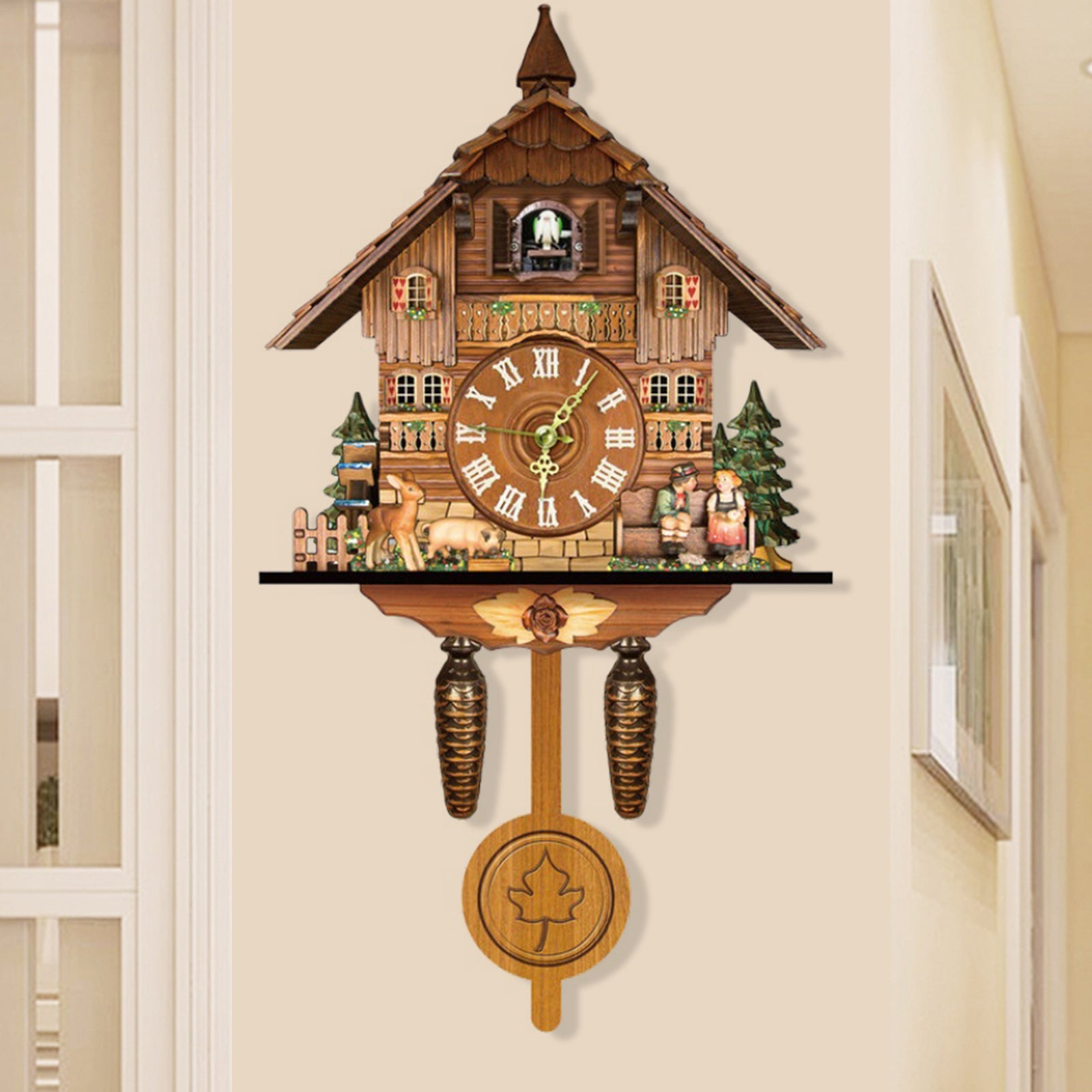 Orologio a cucù 25×10×46 cm Orologio in legno retrò Orologio dalla Foresta Nera Decorazioni per la casa Regalo squisito