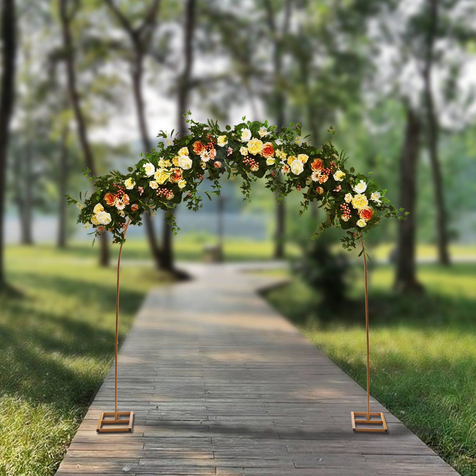 Arco di fiori in metallo dorato, per matrimonio, feste di eventi,compleanno,laurea, decorazione ( 2,3 m)