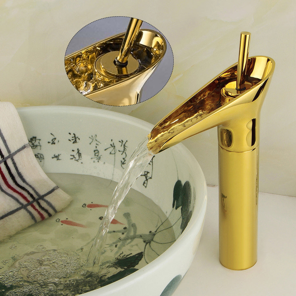 Miscelatore oro per lavabo da bagno, vintage rubinetto monocomando