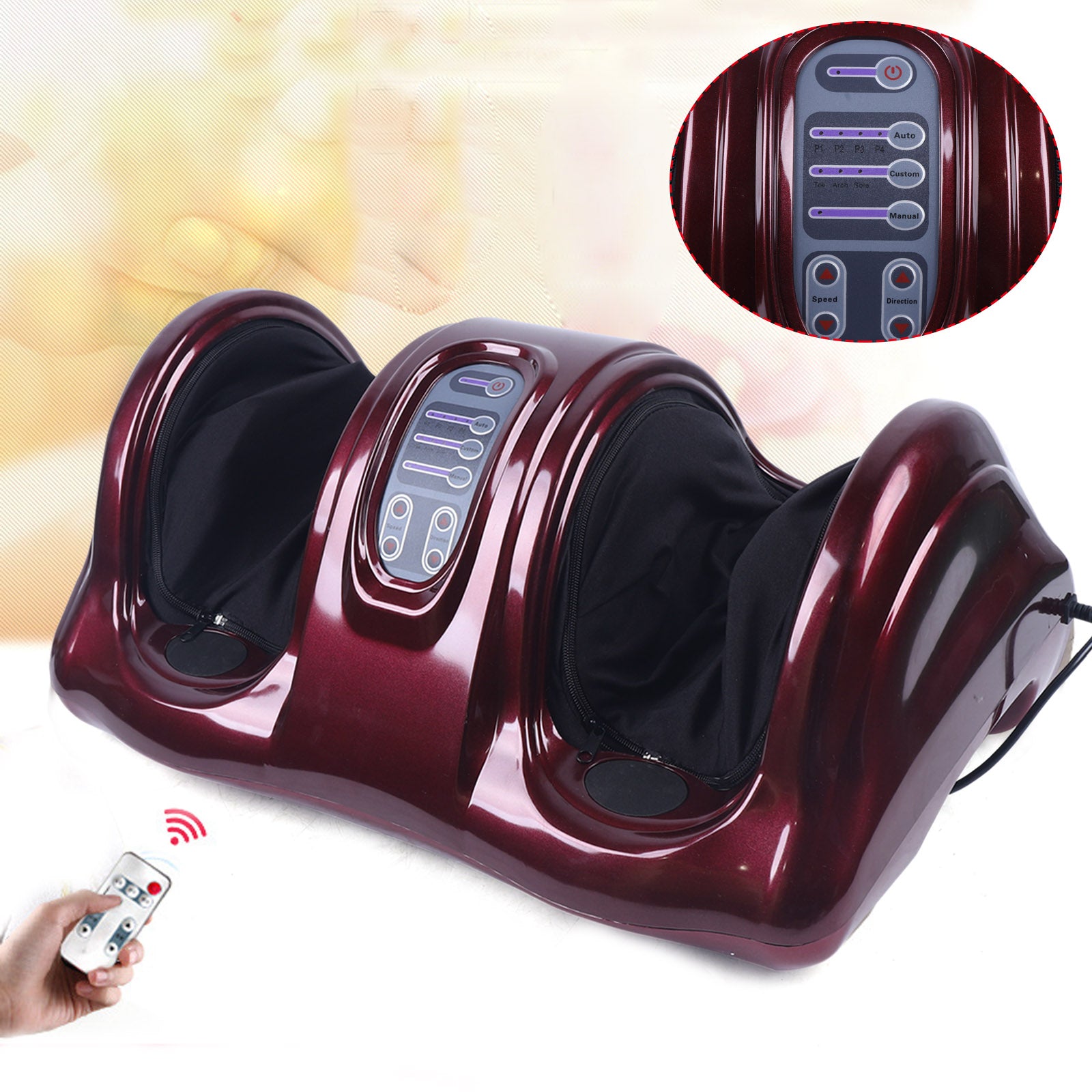 Massaggiatore Elettrico per piedi massaggiatore con telecomando, 3 velocità, aumenta la circolazione sanguigna