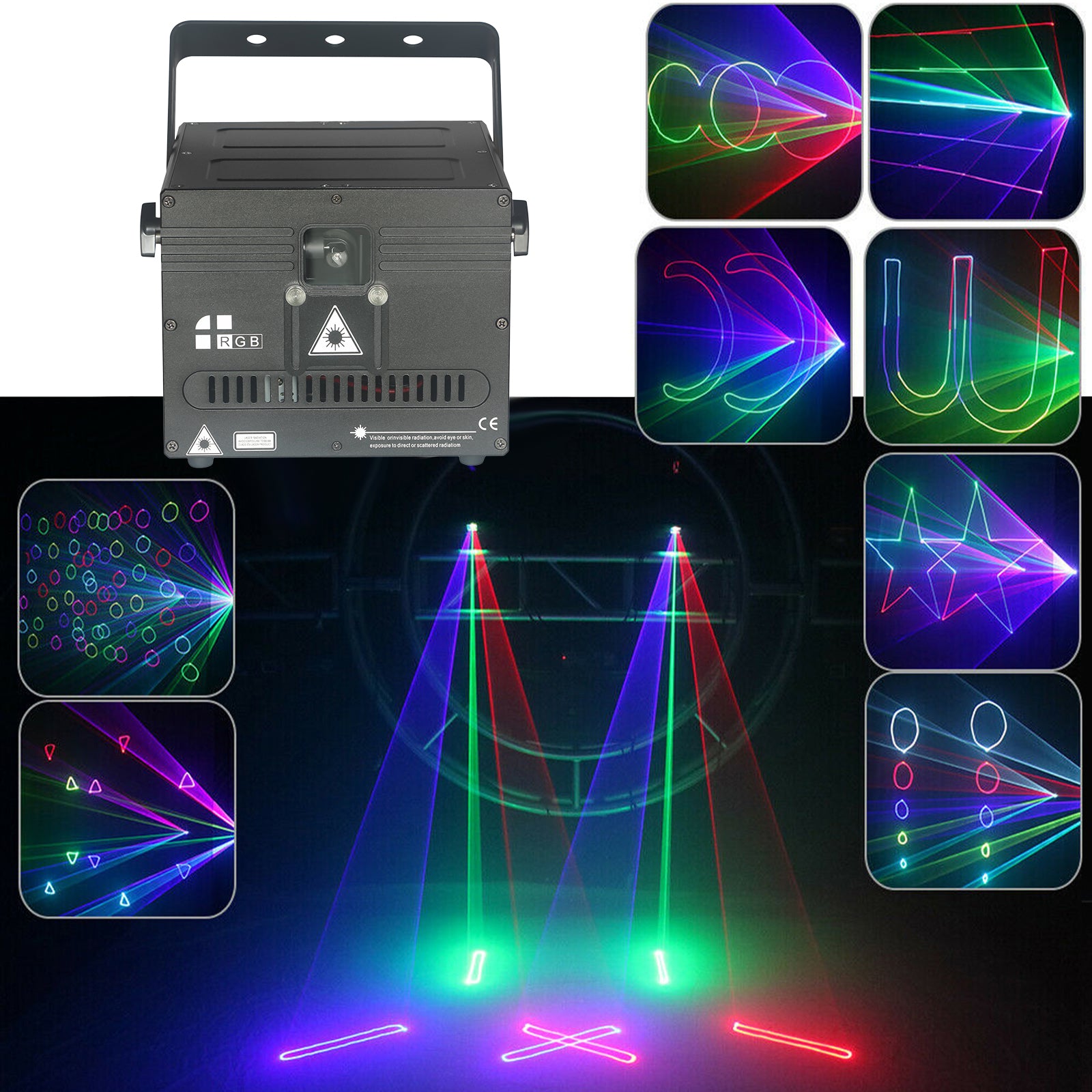 1000mW RGB LASER Programma di Animazione DMX Proiettore Illuminazione scenica DE