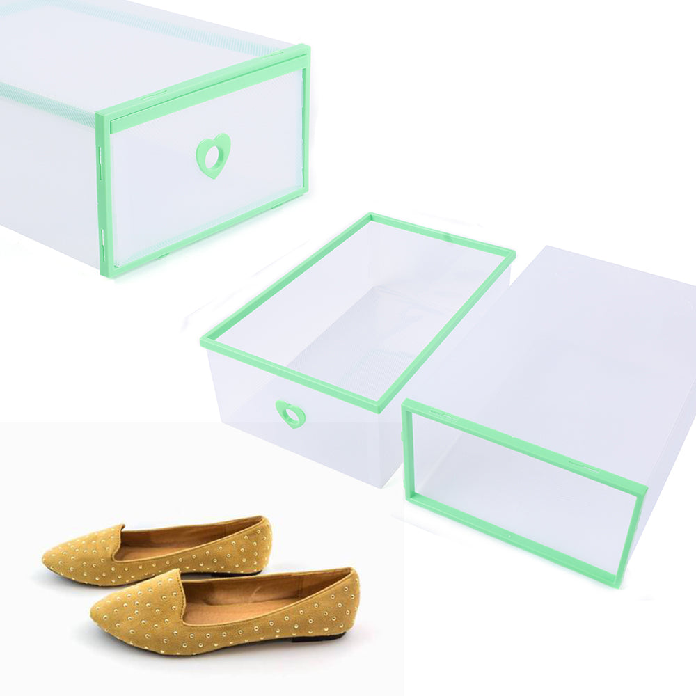 20 Pezzi Scatola per scarpe in plastica trasparente impilabile, scarpiera verde per fai da te