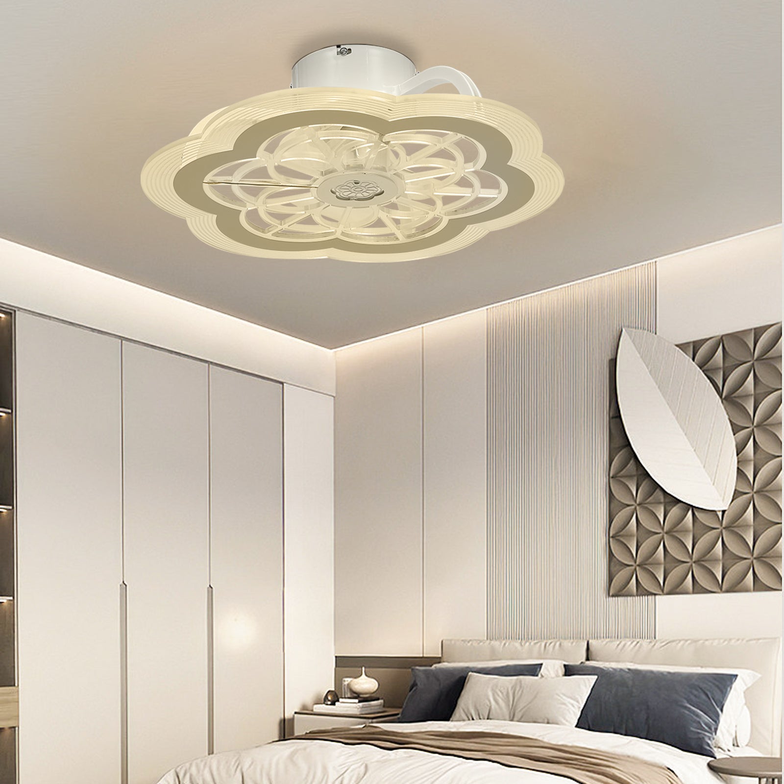 Ventilatore da soffitto con telecomando, lampada con ventilatore, 45W 3 Colori (3000K-4500K-6000K)