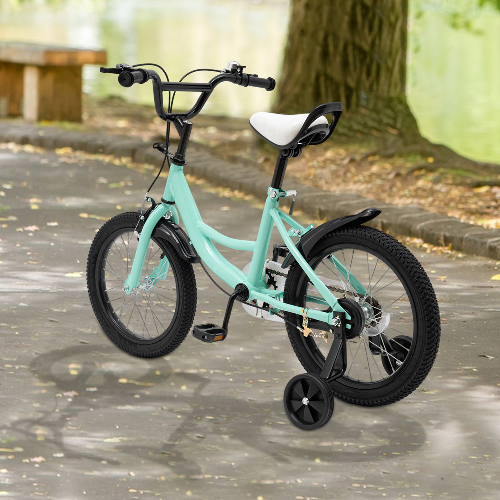 Applicazione： Questa bicicletta da 16 pollici è adatta a bambini con un'altezza da 105cm a 135cm (normalmente dai 5 agli 8 anni). Il sedile può essere sollevato da 46cm (18.1") a 53cm (20.9").
