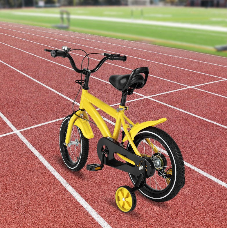14" Bicicletta per Bambini /Bambine Kid Balance Riding Bike con Ruote da Allenamento Giallo