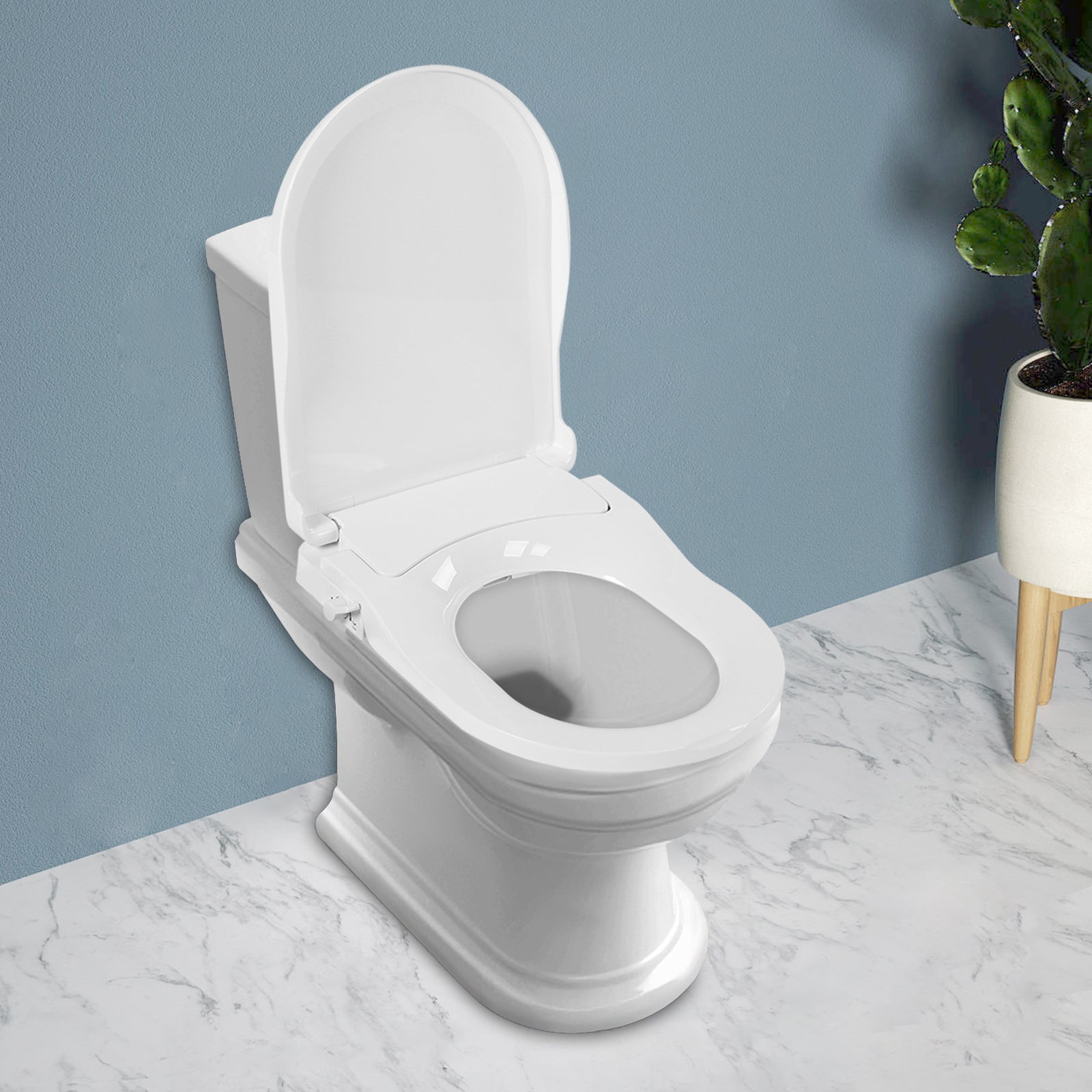 Sedile wc non elettrico con bidet integrato con getto d'acqua dolce, doppi ugelli, igienico, antibatterico, coperchio removibile