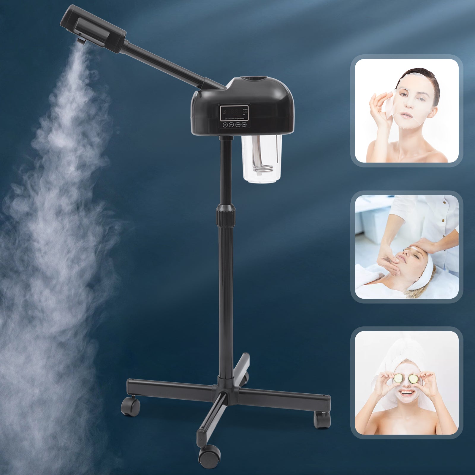 LCD Ozone Facial Steamer Professional per la pelle pulita, la cura della pelle uso a casa, salone di bellezza