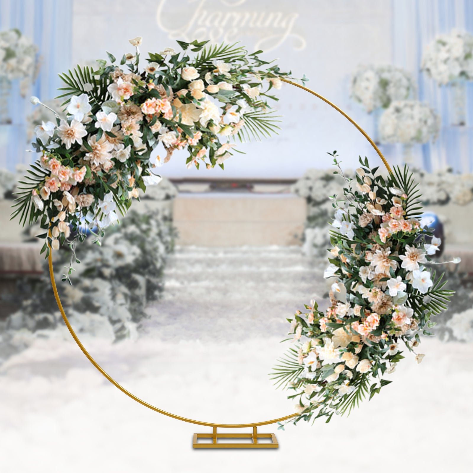 2 m Arco di palloncini rotondi in metallo, dorati, grandi decorazioni per matrimoni