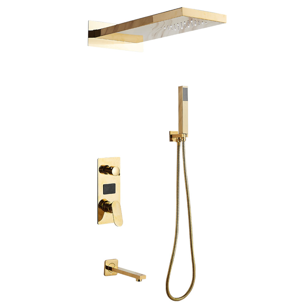 Set doccia a 3 vie, con 3 LED a colori, montaggio a parete, set doccia con soffione e rubinetto per bagno doccia