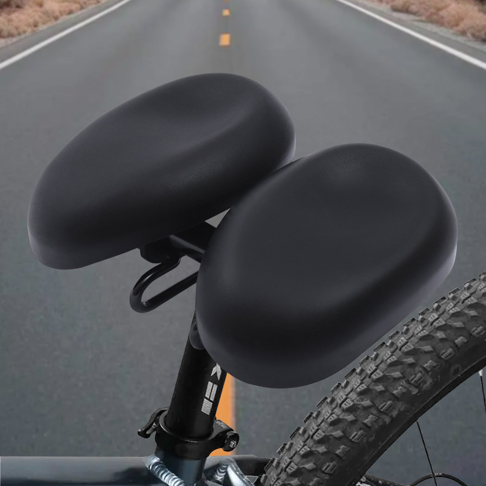 Sella per bicicletta senza naso, ammortizzante Dual Pad, morbida sella regolabile, in pelle PVC