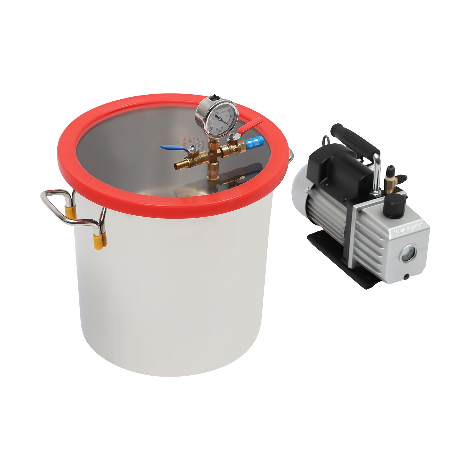 18 Litri Kit Camera di Degassificazione a Vuoto da 5 galloni, in Acciaio Inox con Pompa a vuoto monostadio da 5 CFM 1/3HP