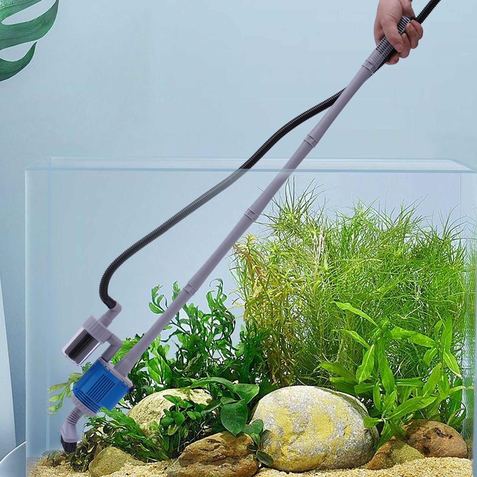 Pompa a sifone elettrica per acquario, pulitore per ghiaia,con 4 tubi di prolunga per la pulizia