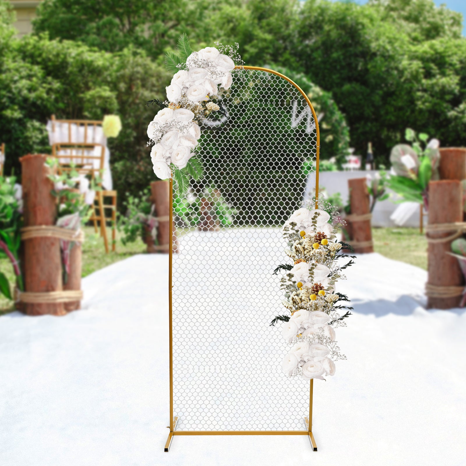 Arco rotondo in metallo per matrimoni, feste, Supporto in metallo, arco per matrimonio Kit di palloncini in metallo 200 x 80 cm
