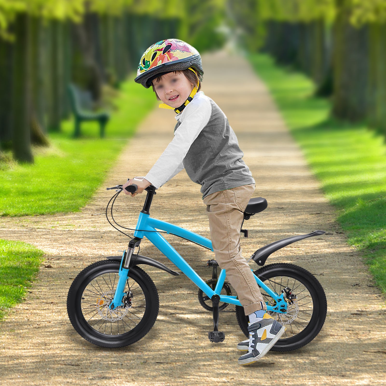Mountain bike per bambini da 18", sedile regolabile, stile libero, per ragazzi e ragazze, blu
