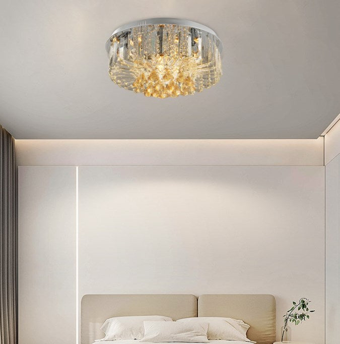 Lampada da soffitto creativa in cristallo trasparente con regolazione continua 58cm E14 LED