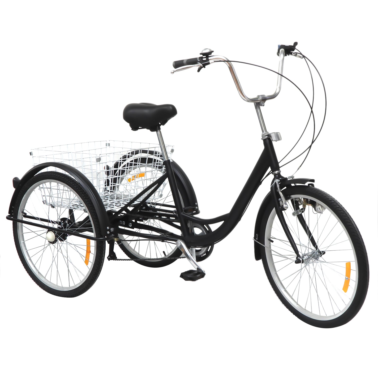 Triciclo per adulti a 6 velocità, bicicletta per anziani con cestino