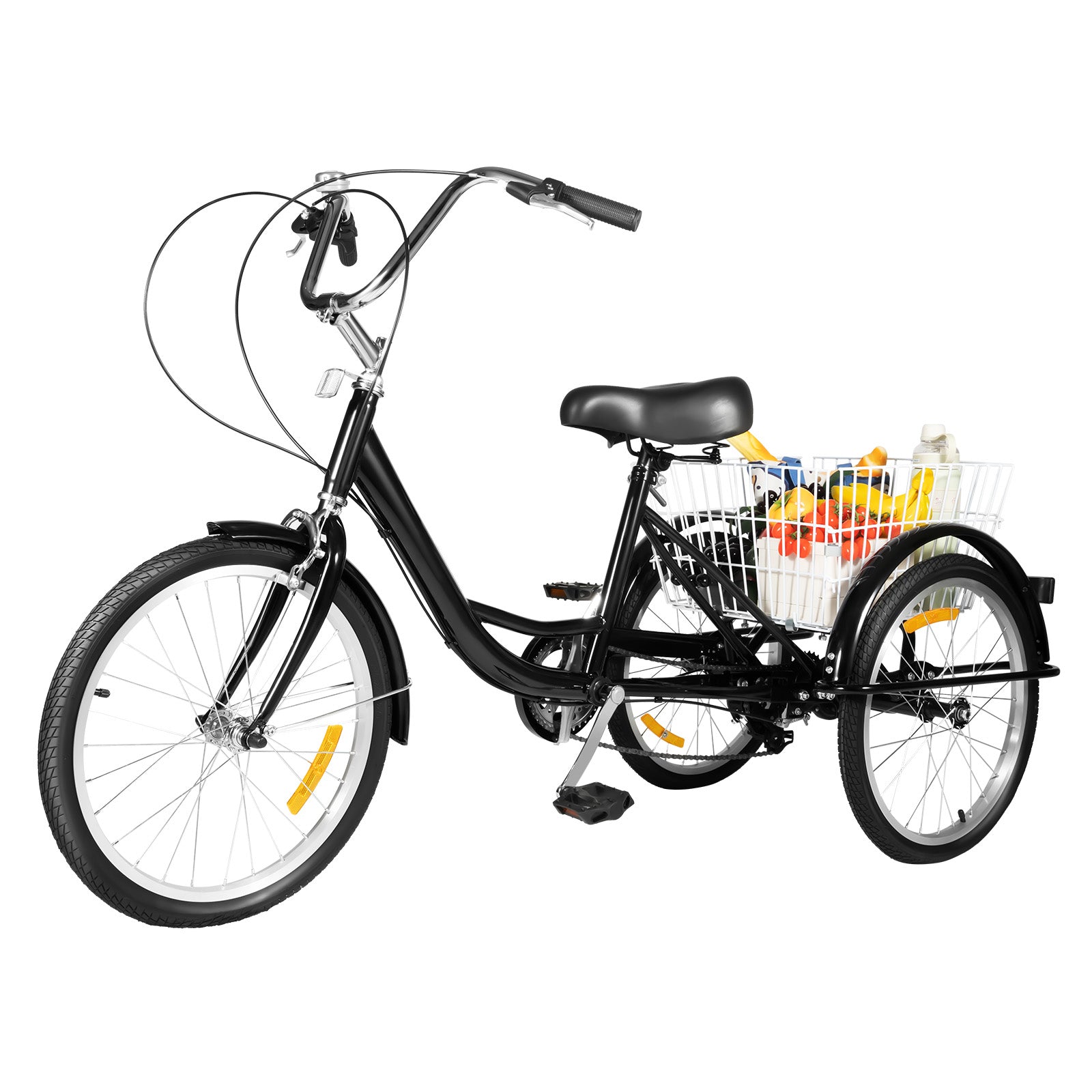 Triciclo con Cestino per Adulti, 20 Pollici, Bicicletta a 3 Ruote per Adulti, Anziani, Donne, Uomini