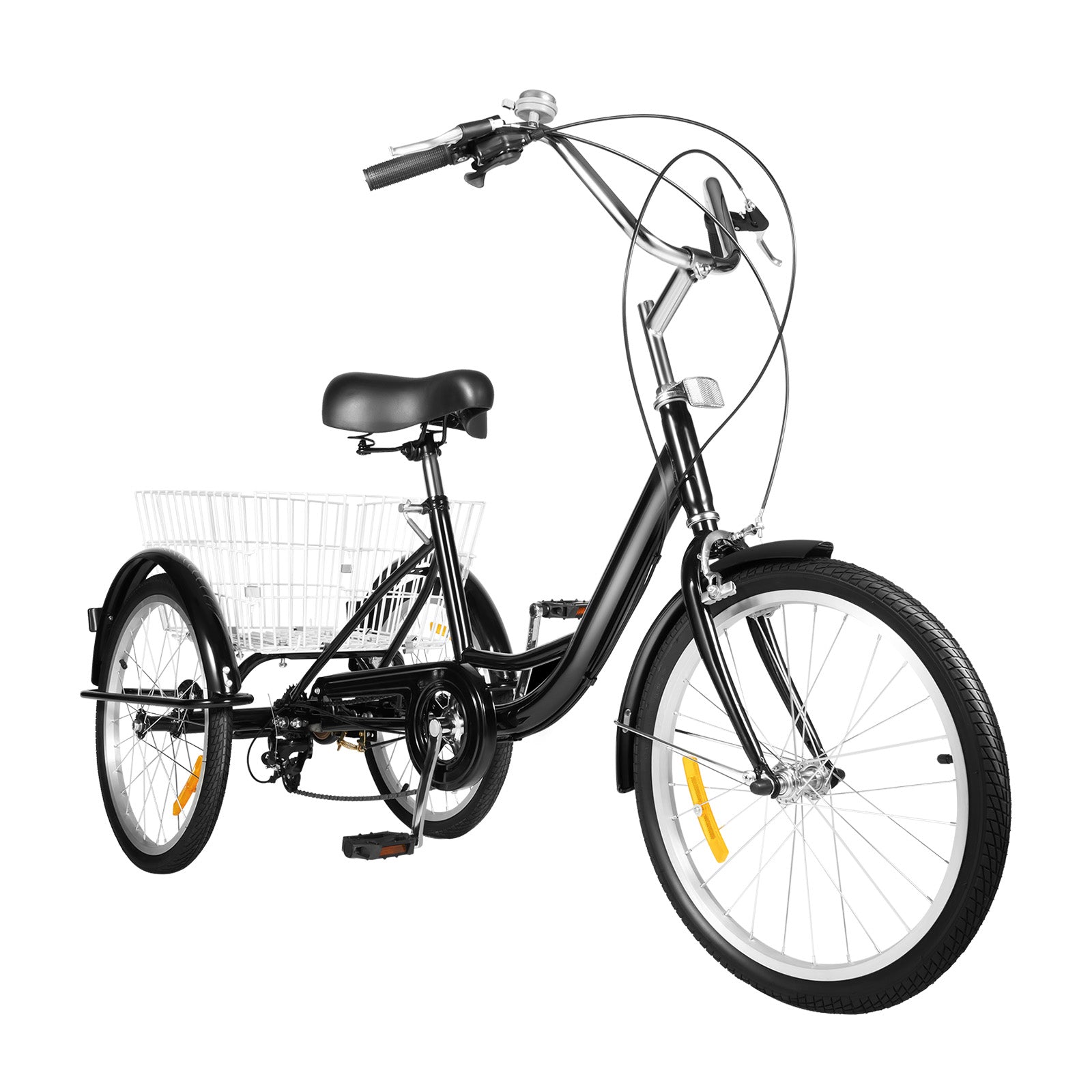 Triciclo con Cestino per Adulti, 20 Pollici, Bicicletta a 3 Ruote per Adulti, Anziani, Donne, Uomini