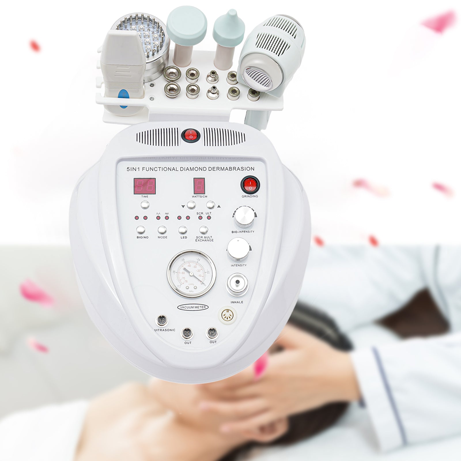 Dispositivo di bellezza 5 in 1 a ultrasuoni, micro intaglio per la cura del viso, adatto per donne e donne