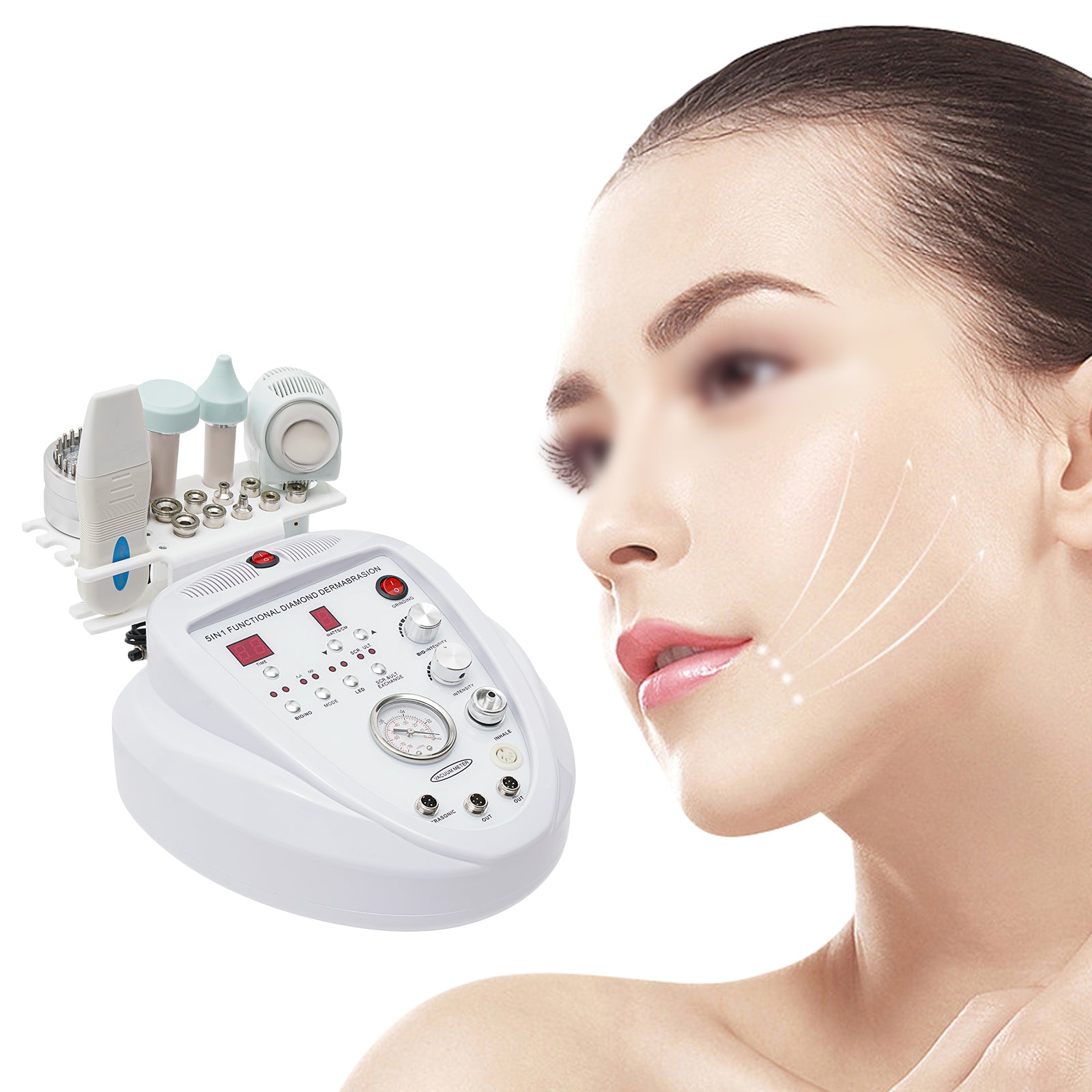 Dispositivo di bellezza 5 in 1 a ultrasuoni, micro intaglio per la cura del viso, adatto per donne e donne