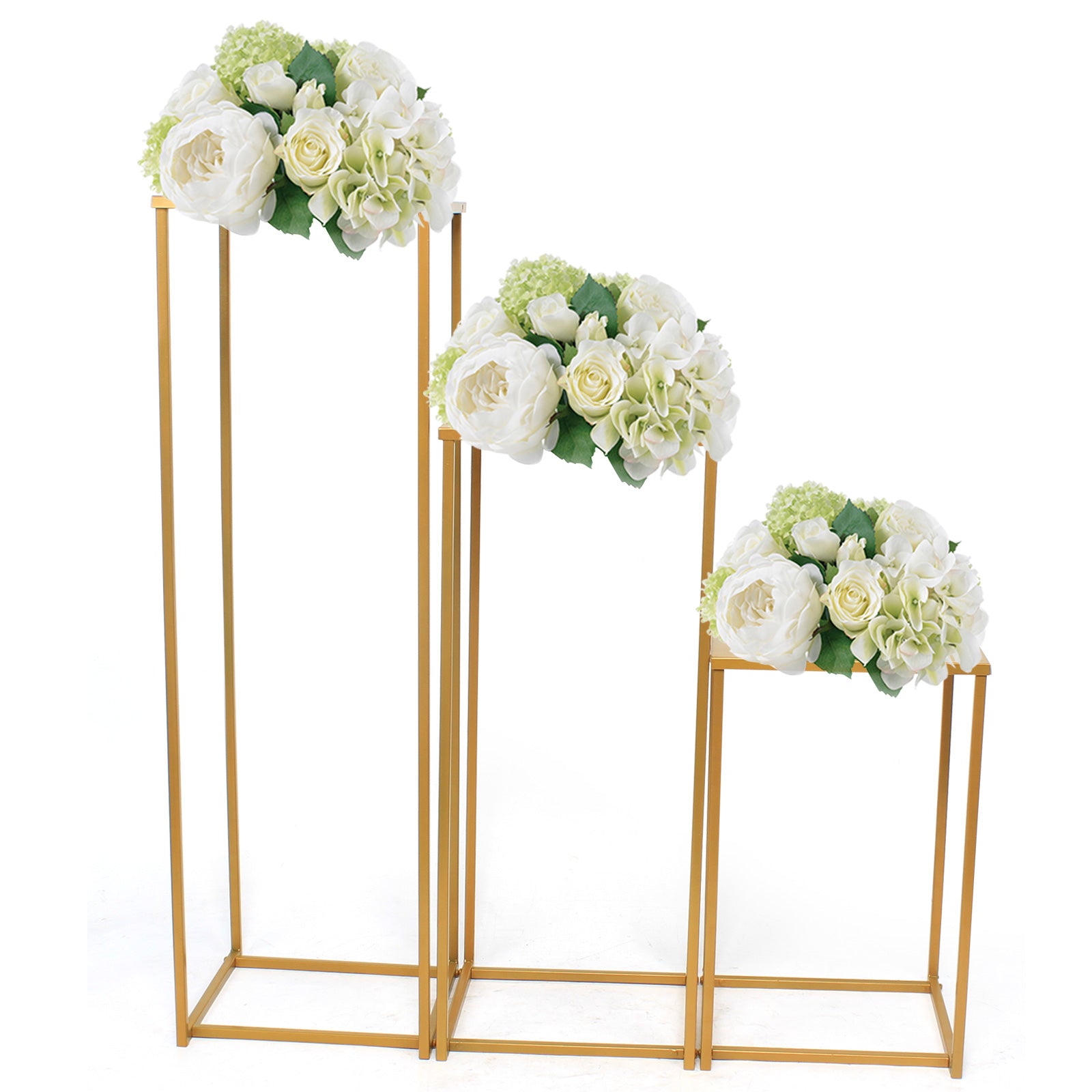 3 pezzi supporto per fiori in metallo 40/60 / 80 cm, decorazione cornice per fiori Supporto per scatola geometrica in ferro.