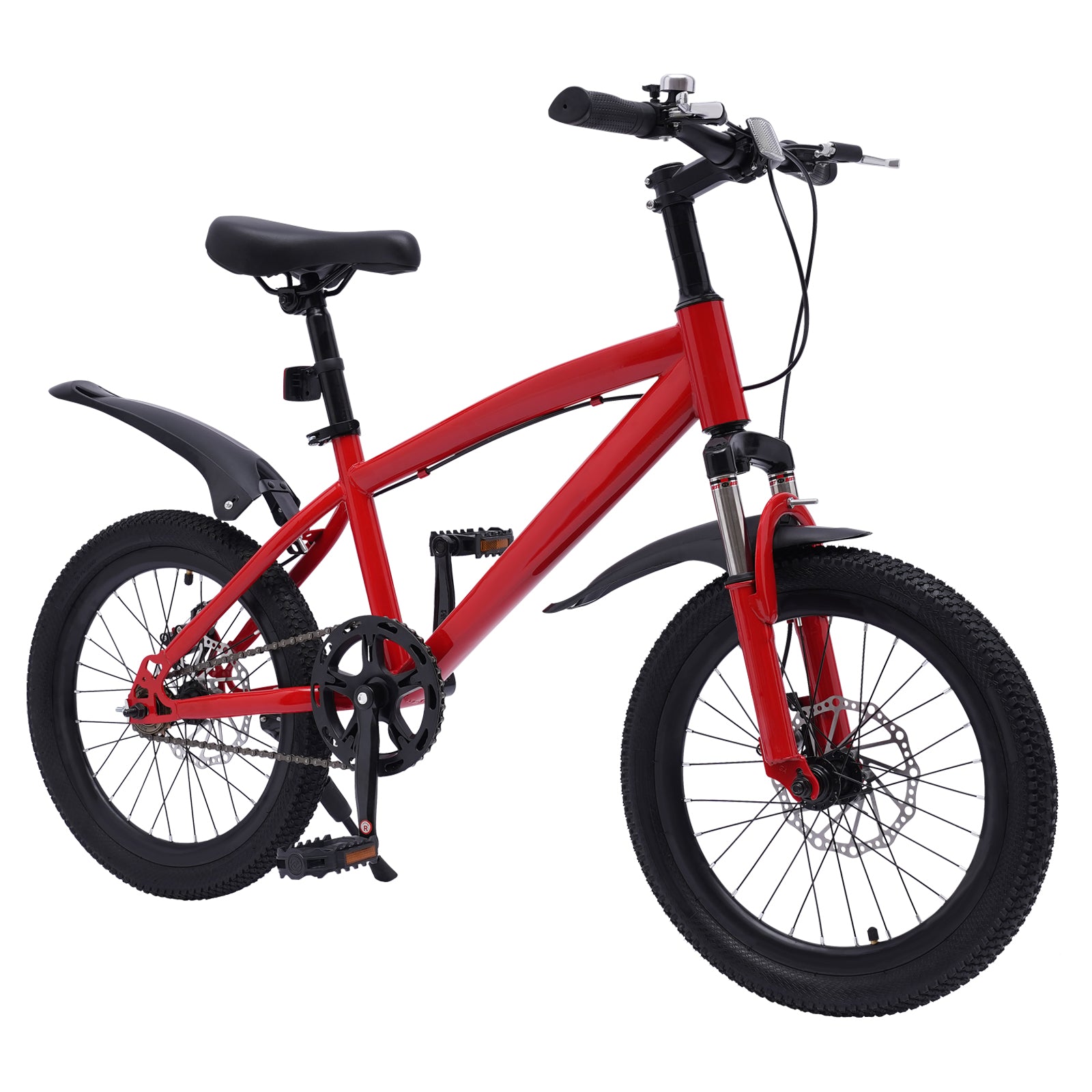 Bicicletta per bambini da 18 pollici, mountain bike con torcia elettrica e pompa per pneumatici