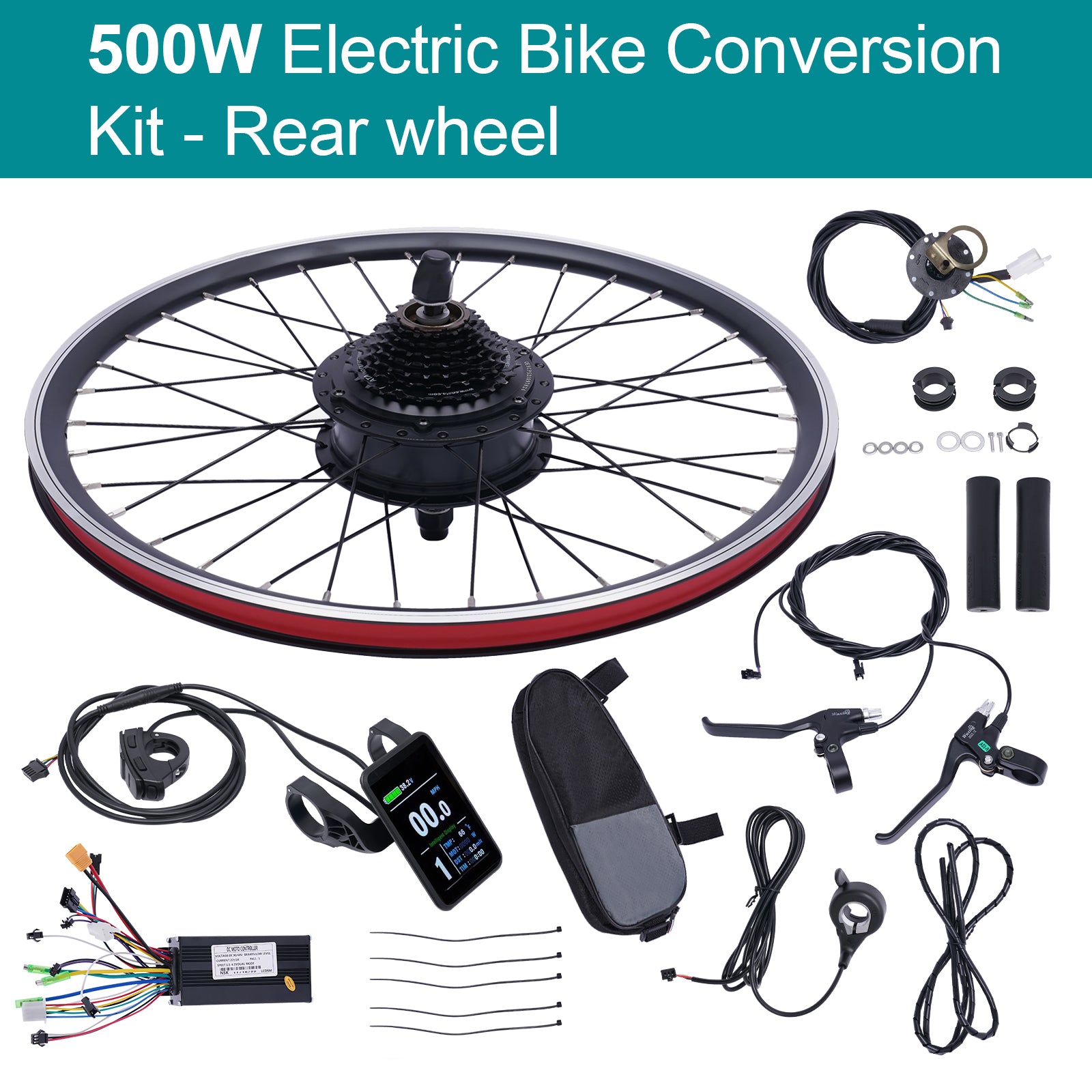 Kit di conversion da 24 pollici Ebike 36 V 500 W bicicletta elettrica per mountain bike da 24 a 27 pollici, City bike