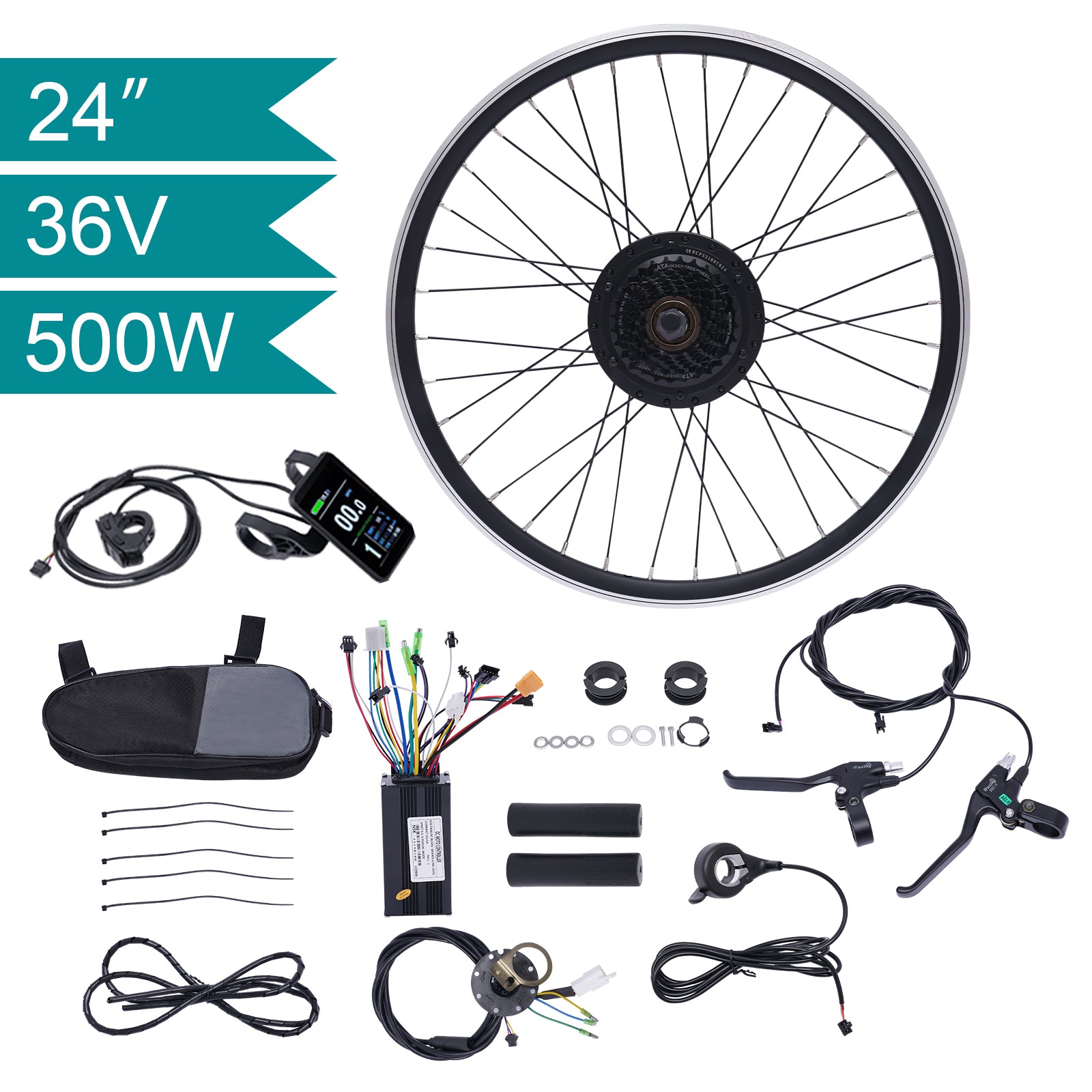 Kit di conversion da 24 pollici Ebike 36 V 500 W bicicletta elettrica per mountain bike da 24 a 27 pollici, City bike