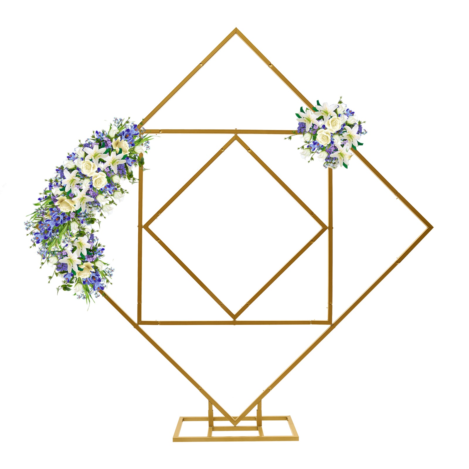 Arco in metallo per palloncini con piede,Fiocco per matrimonio, in metallo,base grande,200 cm,per feste, eventi (oro)