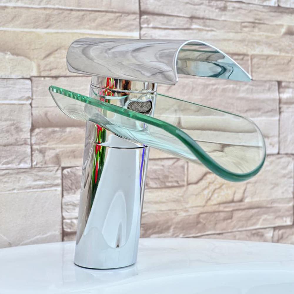 Rubinetto cascata lavabo in vetro rubinetto miscelatore rubinetto del bagno