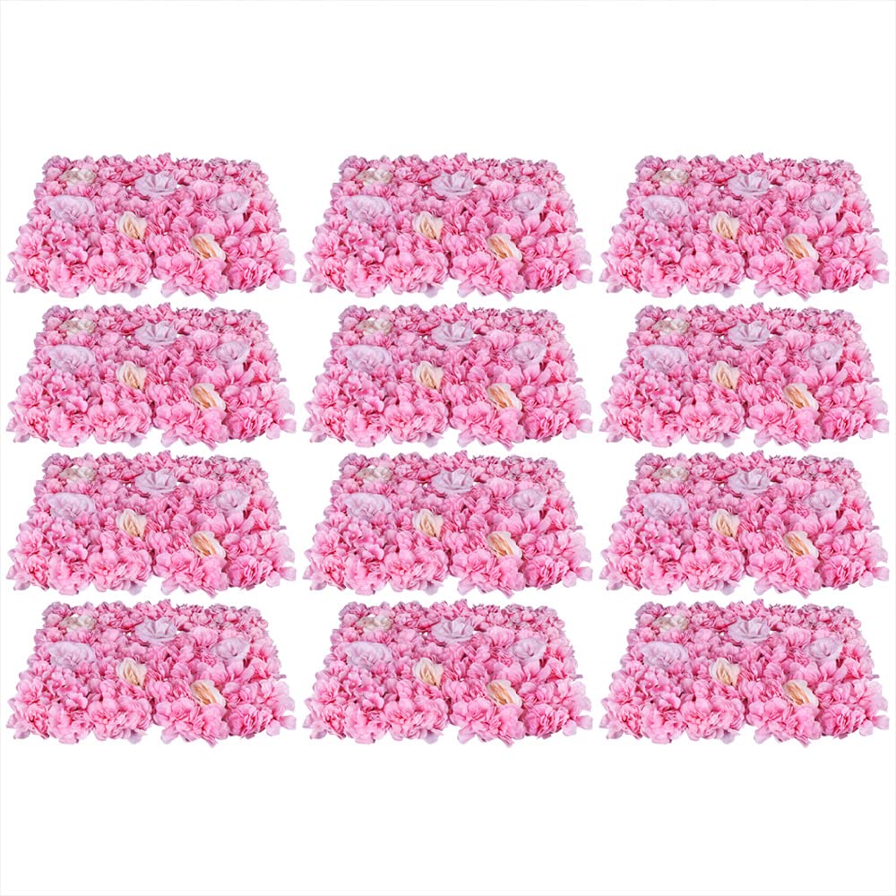 12 pezzi da parete di fiori rosa artificiali