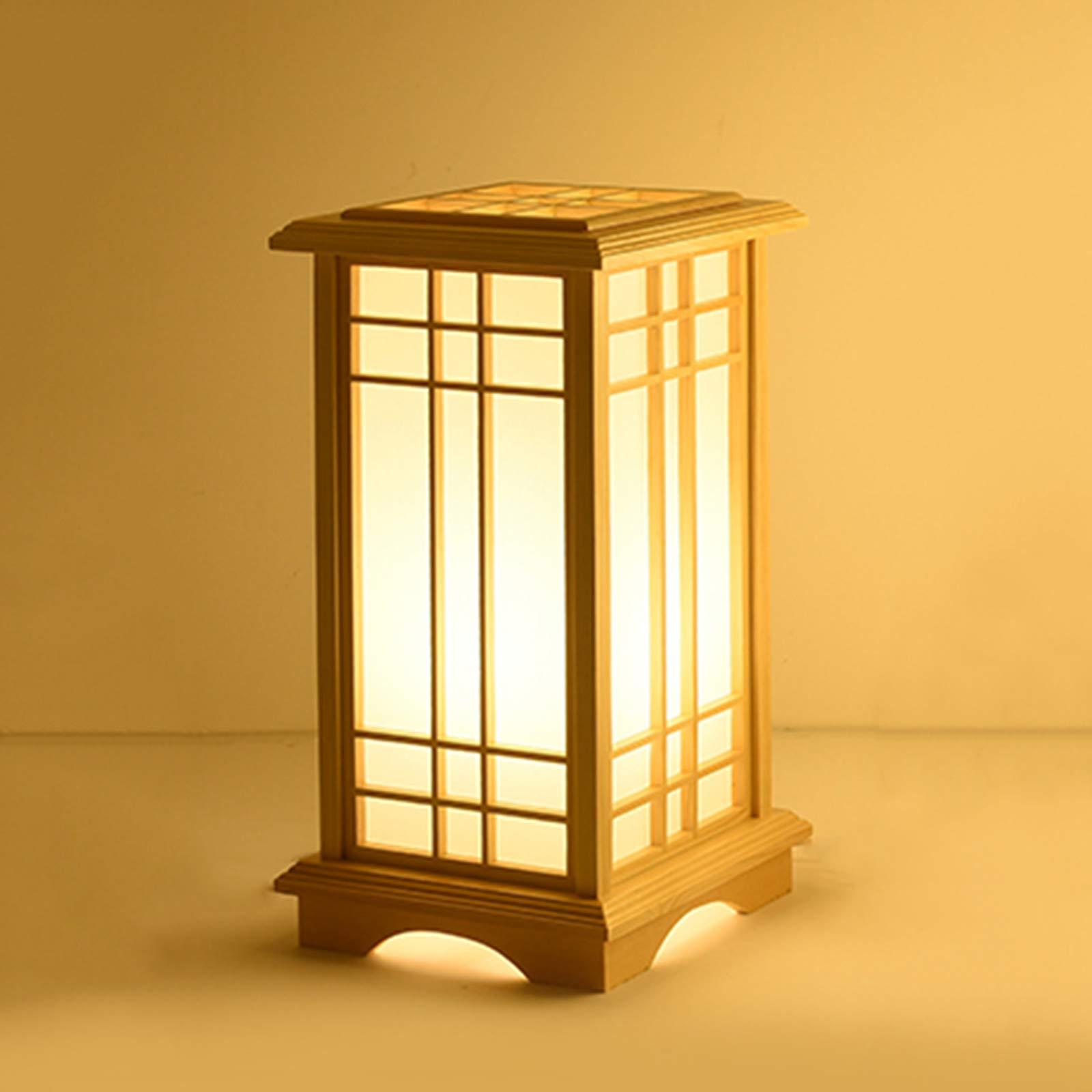 Lampada da tavolo di pino creativo di stile cinese, lampada calda da letto, da terra 
