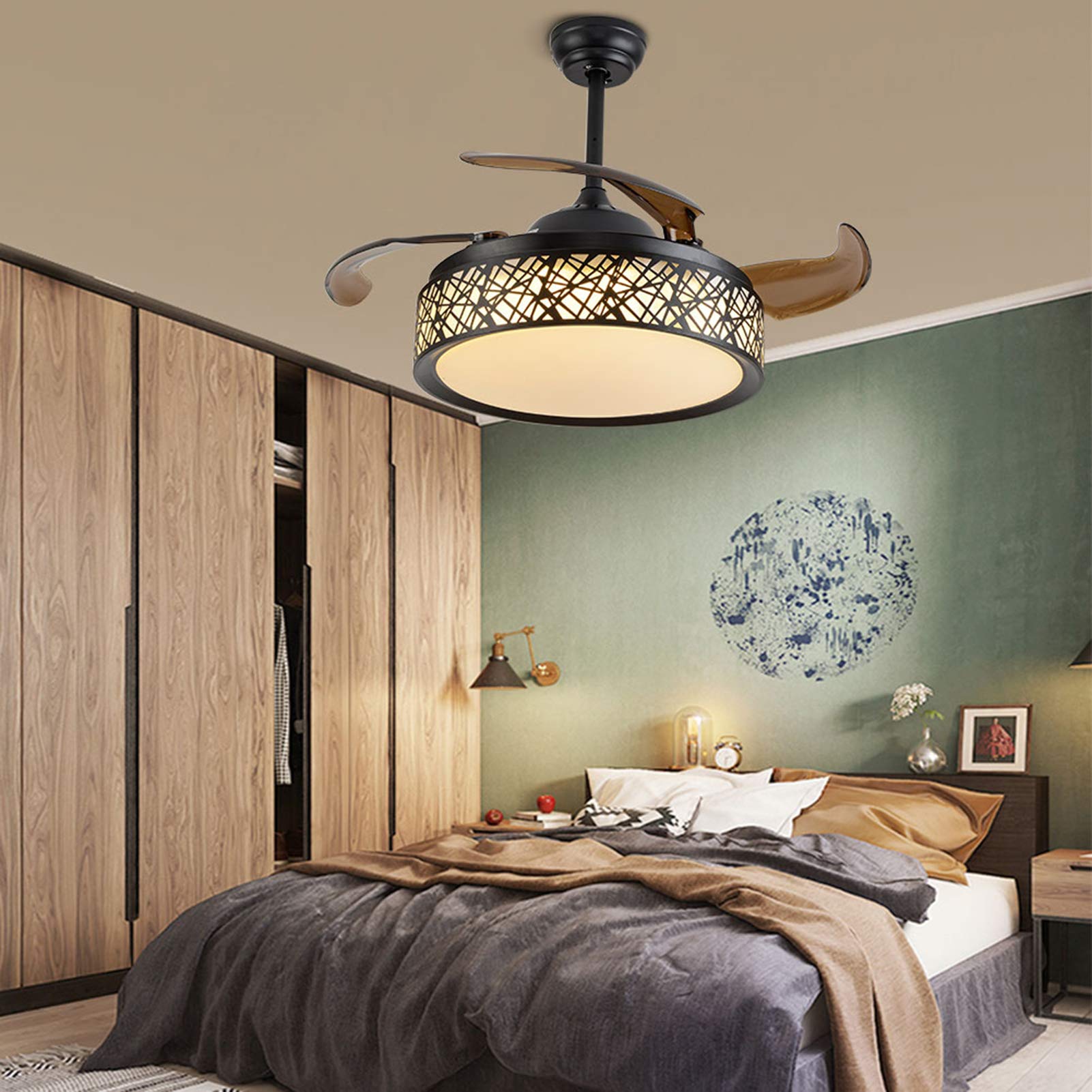 42" lampadario moderno del ventilatore del soffitto del LED, dimmable, 4 lame del ventilatore, con telecomando