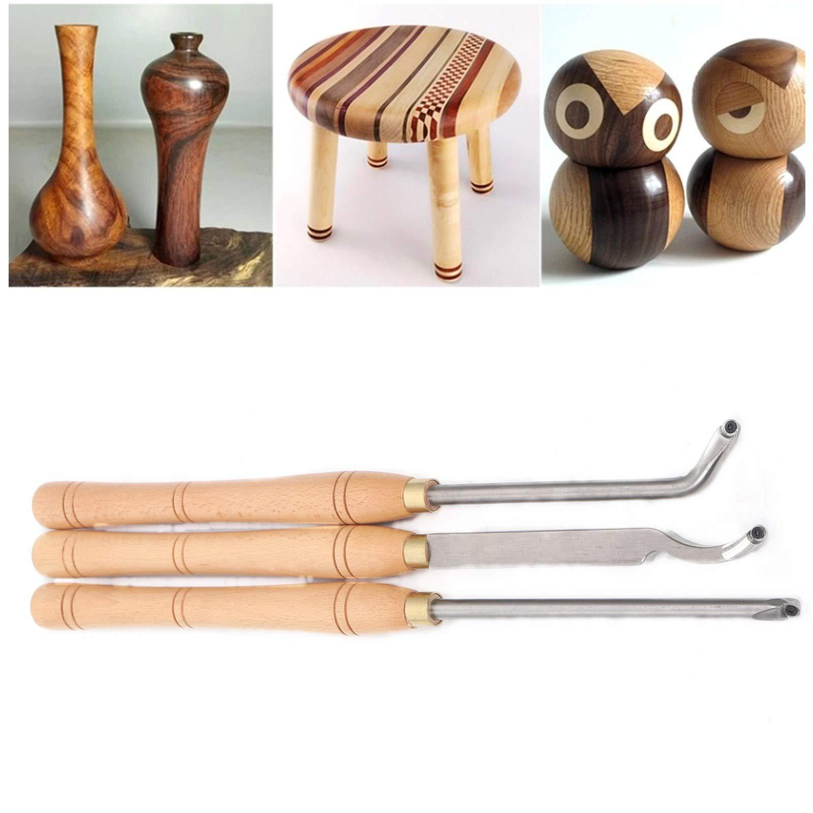 Set di scalpelli con manico in legno, scalpello in legno tagliato, 3 pezzi, utensili rotanti in metallo duro per tornitore, scalpello per legno