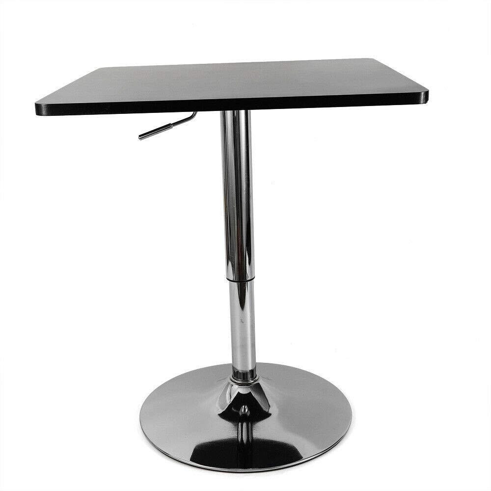 Tavolino da caffè quadrato, regolabile, in acciaio inox, con gambe girevoli a 360°, 23,6 x 23,6 x 0,7 pollici, altezza regolabile 27,6 - 35,4 pollici